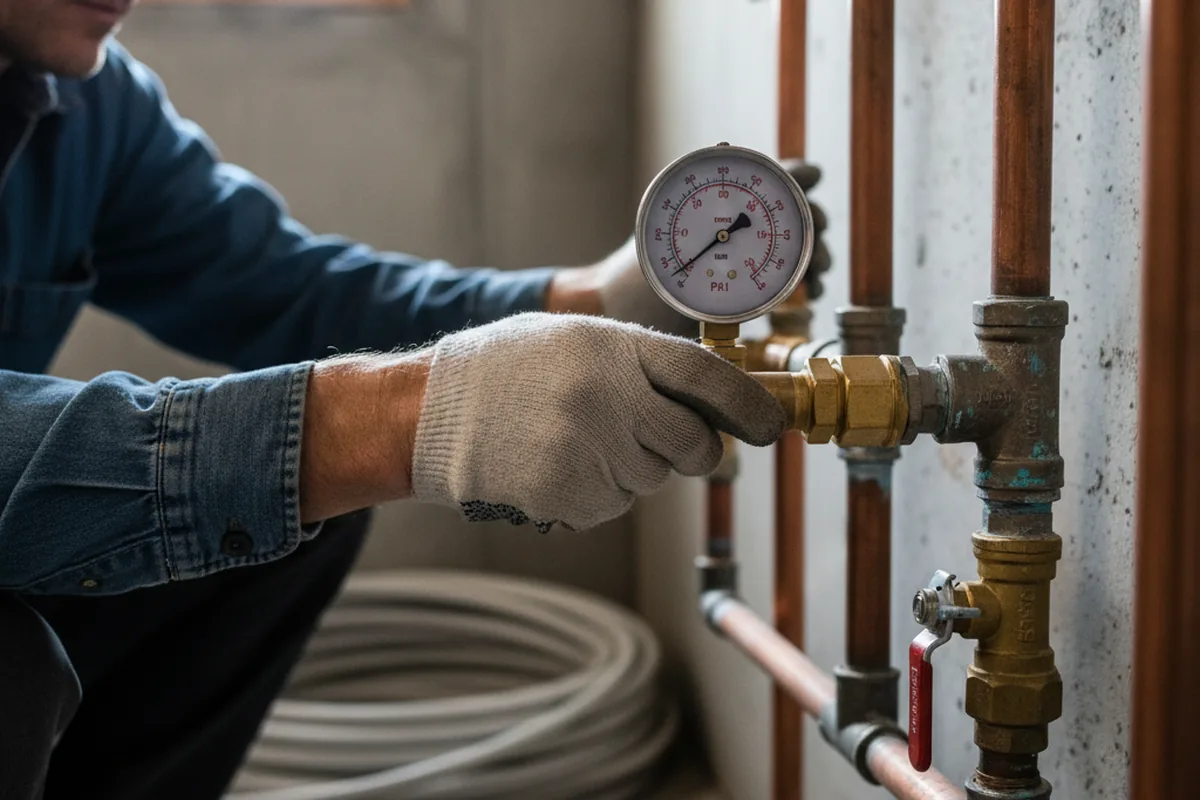 Pressure testing a repaired line during Water Line Repair in Paramus